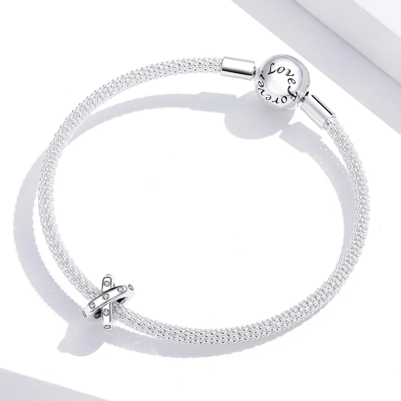 (Bild für) Silberner Charm mit einfacher Geometrie im Pandora-Stil - SCC1515 - Ansicht 4