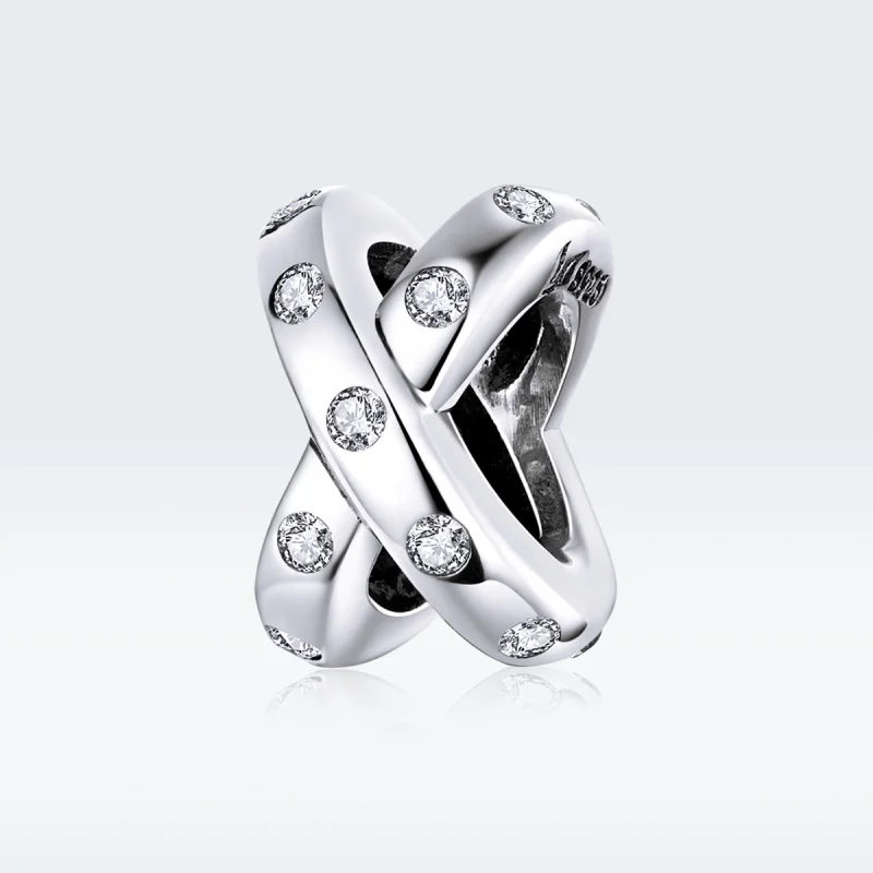 (Bild für) Silberner Charm mit einfacher Geometrie im Pandora-Stil - SCC1515 - Ansicht 5