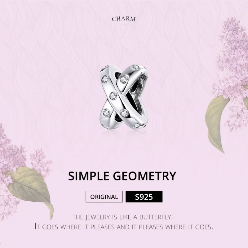 (Bild für) Silberner Charm mit einfacher Geometrie im Pandora-Stil - SCC1515 - Ansicht 6