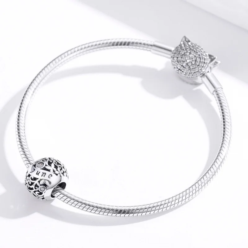 (Bild für) Silberner Charm mit Geburtsstein Juni im Pandora-Stil - SCC1385-6 - Ansicht 2