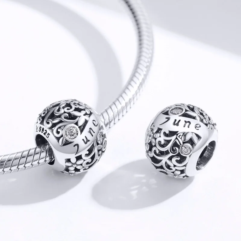 (Bild für) Silberner Charm mit Geburtsstein Juni im Pandora-Stil - SCC1385-6 - Ansicht 3