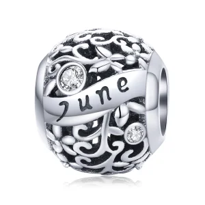(Bild für) Silberner Charm mit Geburtsstein Juni im Pandora-Stil - SCC1385-6