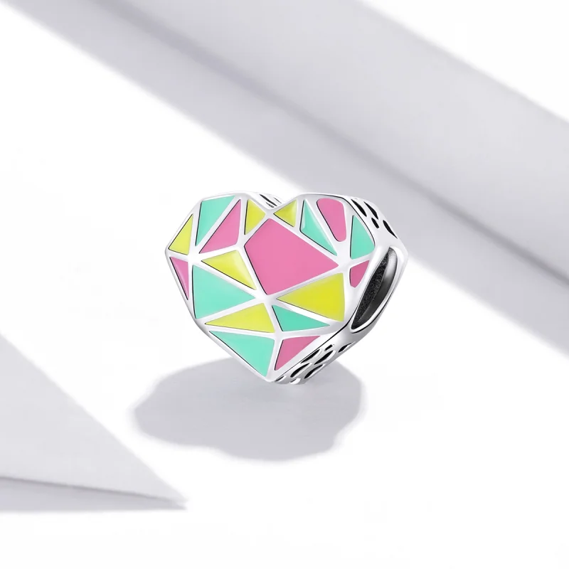 (Bild für) Silberner Charm mit geometrischen Mustern im Pandora-Stil - SCC1761 - Ansicht 2