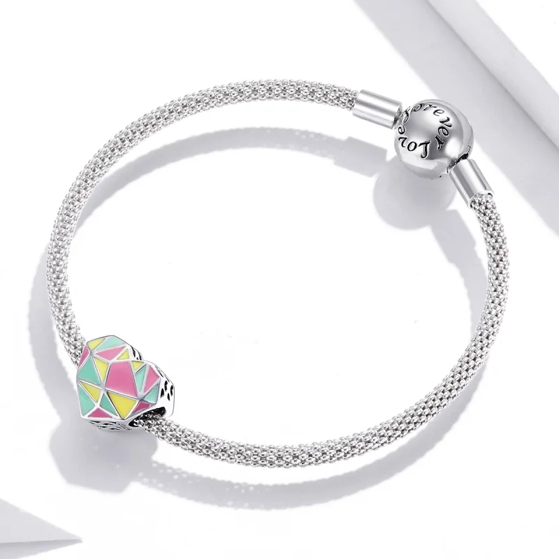 (Bild für) Silberner Charm mit geometrischen Mustern im Pandora-Stil - SCC1761 - Ansicht 3