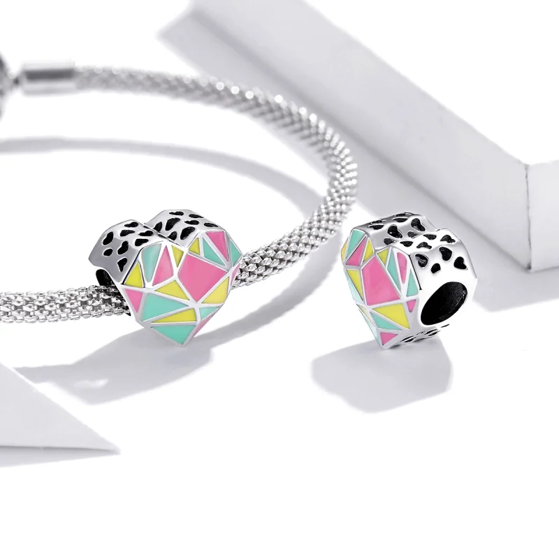 (Bild für) Silberner Charm mit geometrischen Mustern im Pandora-Stil - SCC1761 - Ansicht 4