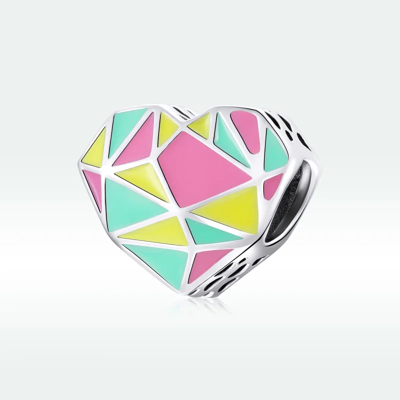 (Bild für) Silberner Charm mit geometrischen Mustern im Pandora-Stil - SCC1761 - Ansicht 5