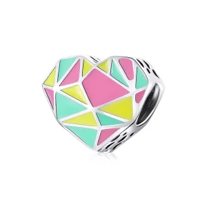 (Bild für) Silberner Charm mit geometrischen Mustern im Pandora-Stil - SCC1761