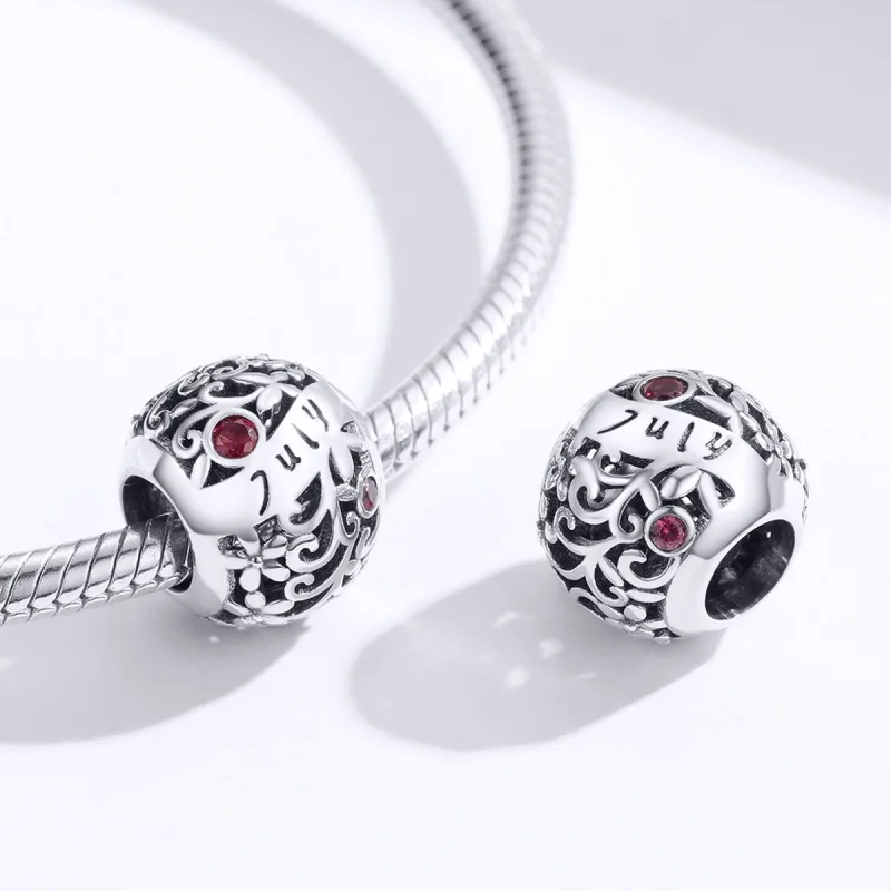 (Bild für) Silberner Charm mit Granat-Geburtsstein im Pandora-Stil - SCC1385-7 - Ansicht 2