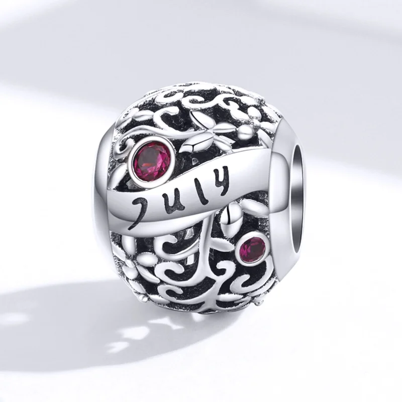 (Bild für) Silberner Charm mit Granat-Geburtsstein im Pandora-Stil - SCC1385-7 - Ansicht 4