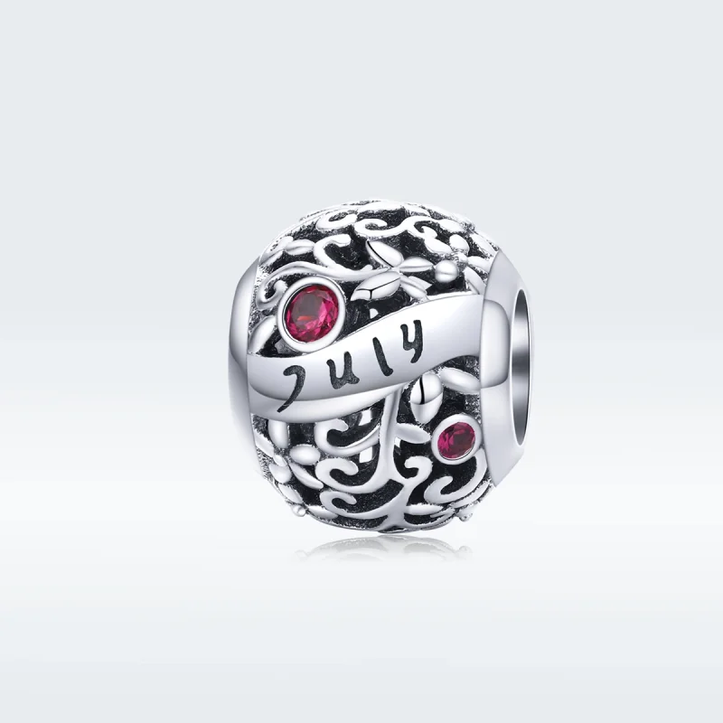 (Bild für) Silberner Charm mit Granat-Geburtsstein im Pandora-Stil - SCC1385-7 - Ansicht 5