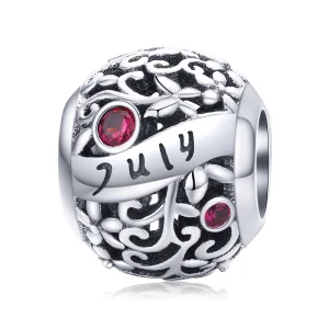 (Bild für) Silberner Charm mit Granat-Geburtsstein im Pandora-Stil - SCC1385-7