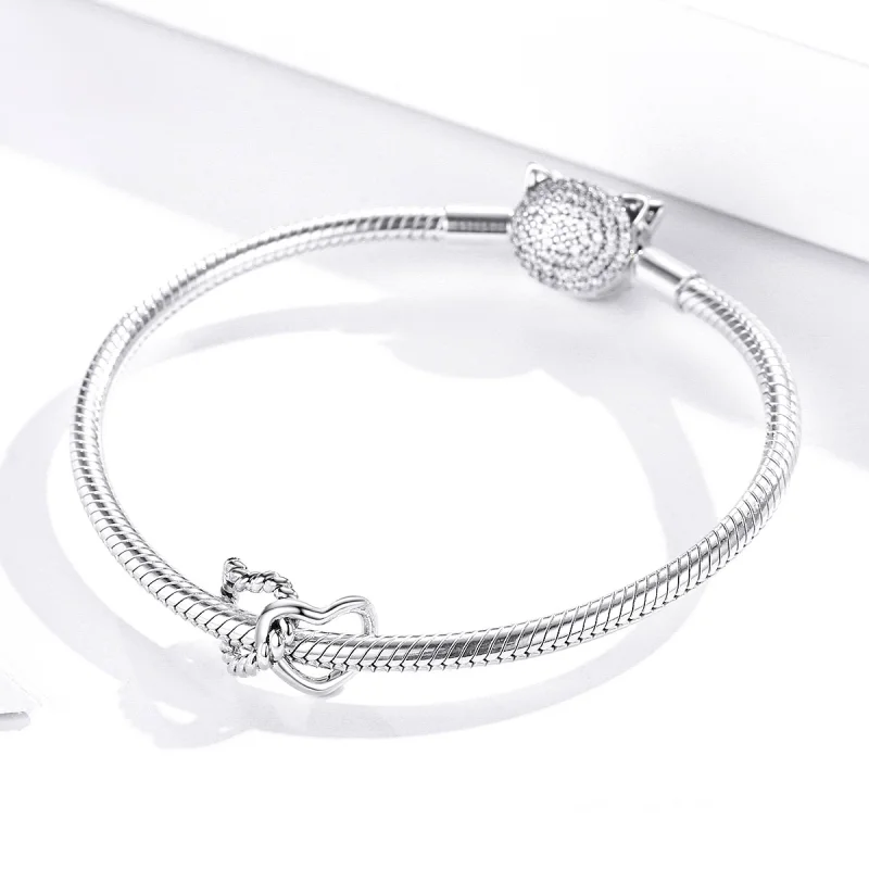 (Bild für) Silberner Charm mit verschlungenen Herzen im Pandora-Stil - SCC1563 - Ansicht 3