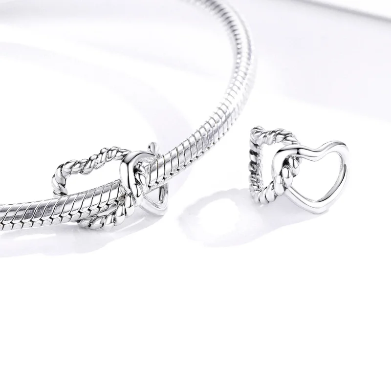 (Bild für) Silberner Charm mit verschlungenen Herzen im Pandora-Stil - SCC1563 - Ansicht 4