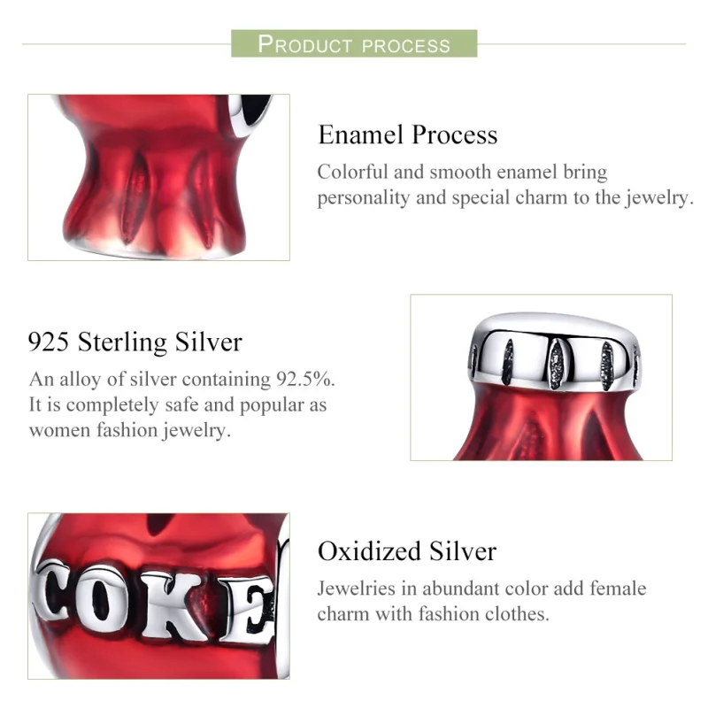 (Bild für) Silberner Coca-Cola-Charm im Pandora-Stil - SCC1159 - Ansicht 4