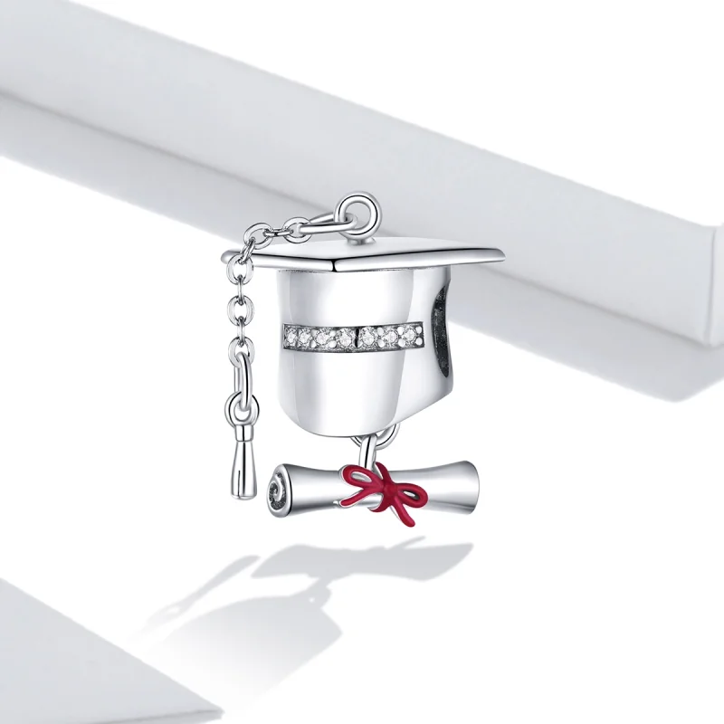 (Bild für) Silberner College-Abschlusskappen-Charm im Pandora-Stil - BSC357 - Ansicht 2