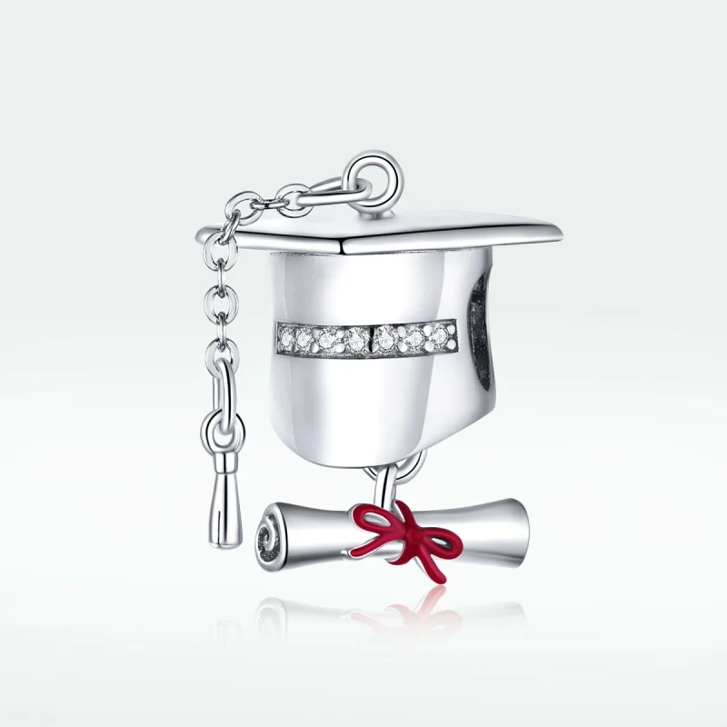 (Bild für) Silberner College-Abschlusskappen-Charm im Pandora-Stil - BSC357 - Ansicht 5