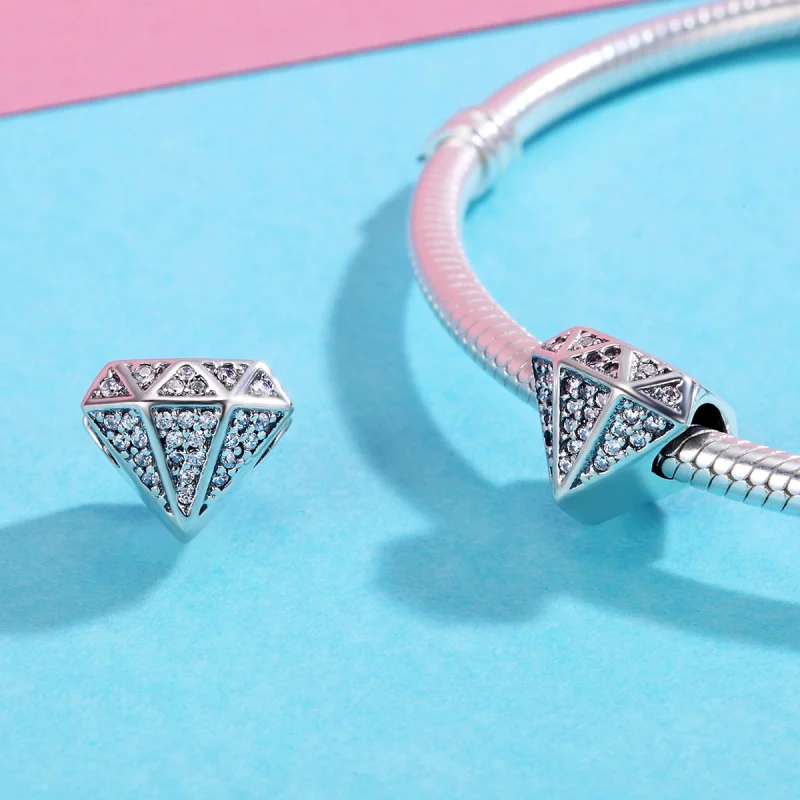 (Bild für) Silberner Diamant-Liebesanhänger im Pandora-Stil - SCC397 - Ansicht 5