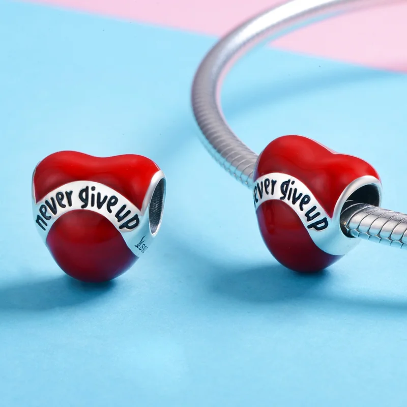 (Bild für) Silberner „Don't Give Up“-Charm im Pandora-Stil - SCC808 - Ansicht 3