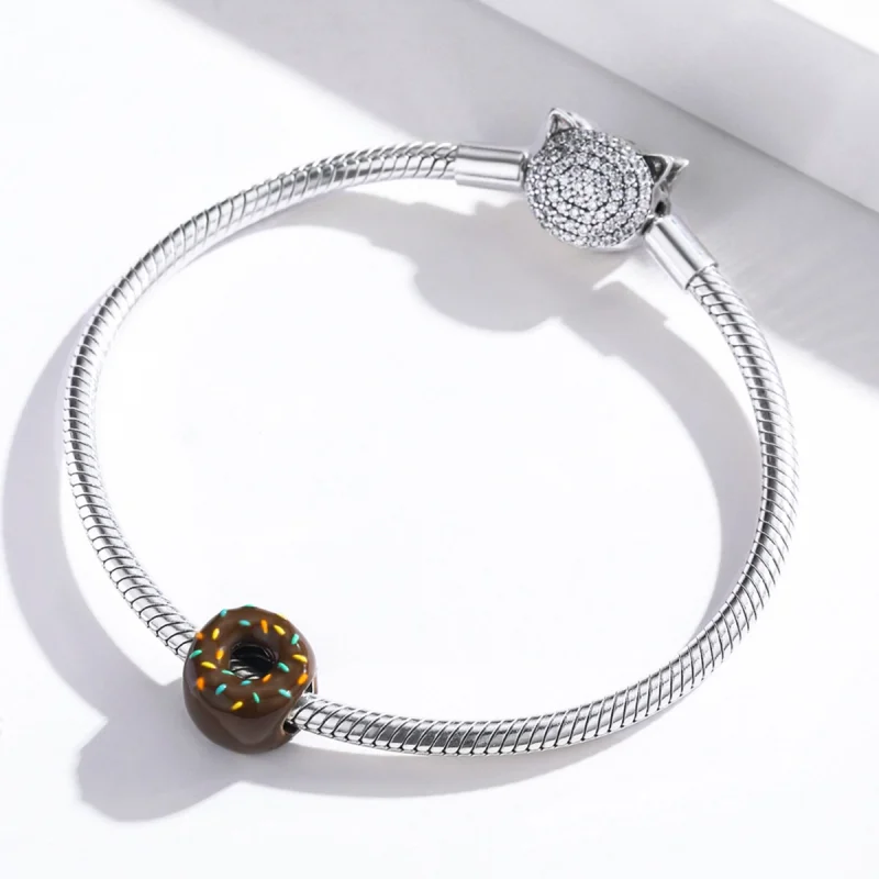(Bild für) Silberner Donut-Charm im Pandora-Stil - SCC1820 - Ansicht 3