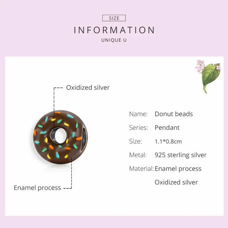 (Bild für) Silberner Donut-Charm im Pandora-Stil - SCC1820 - Ansicht 7