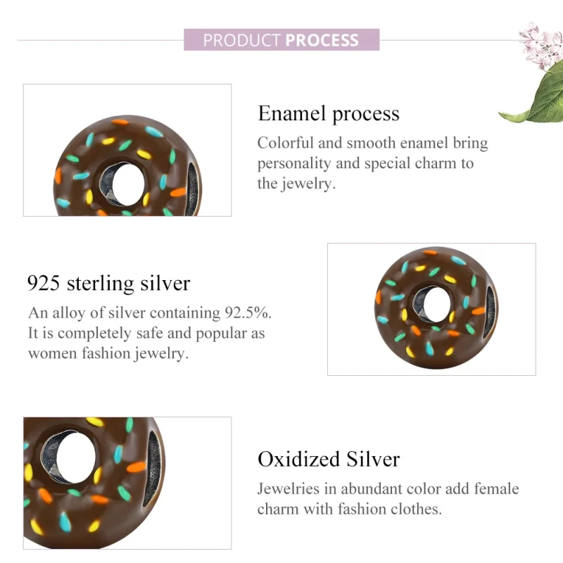 (Bild für) Silberner Donut-Charm im Pandora-Stil - SCC1820 - Ansicht 8