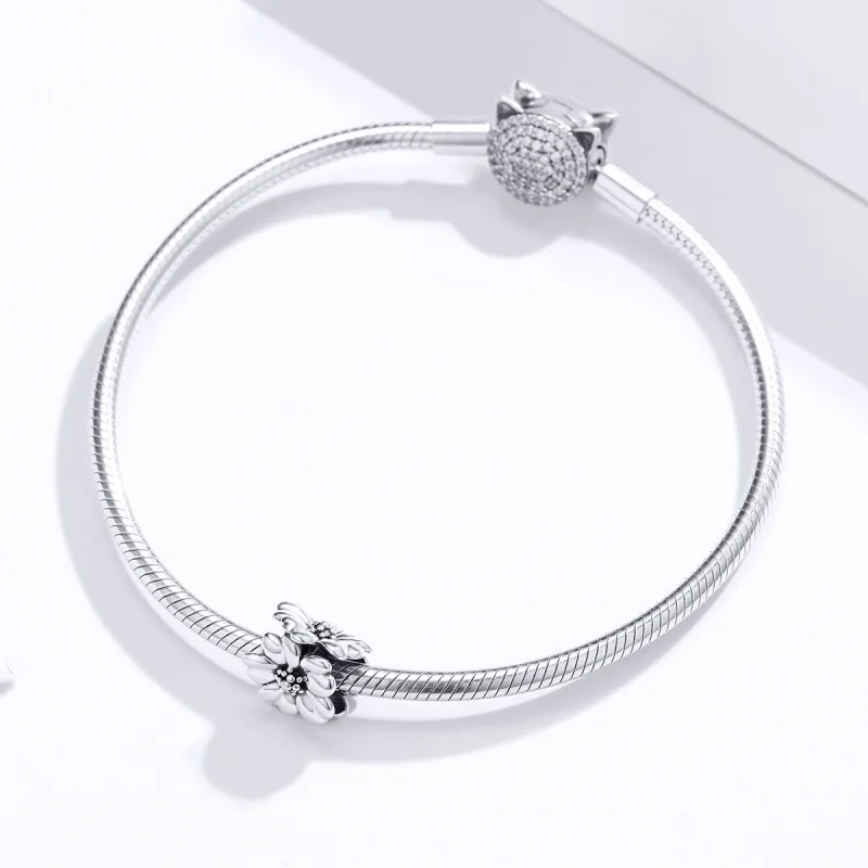 (Bild für) Silberner Drei-Blumen-Charm im Pandora-Stil - SCC1486 - Ansicht 3