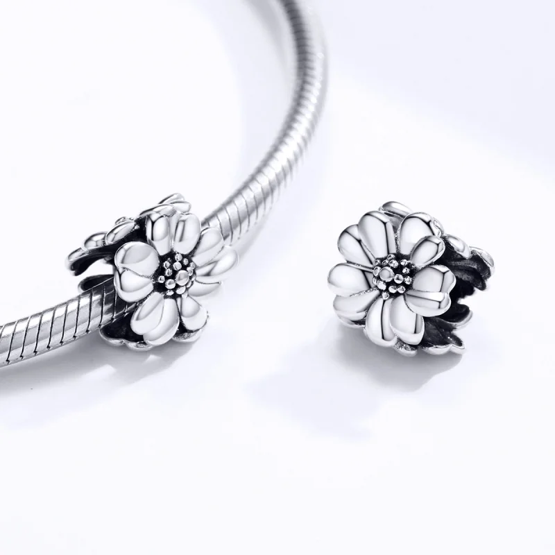 (Bild für) Silberner Drei-Blumen-Charm im Pandora-Stil - SCC1486 - Ansicht 4