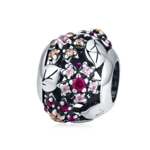 (Bild für) Silberner eleganter Kirschblüten-Charm im Pandora-Stil - SCC1446