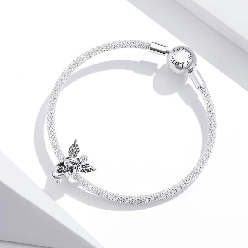 (Bild für) Silberner Engel der Liebe-Charm im Pandora-Stil - BSC314 - Ansicht 3