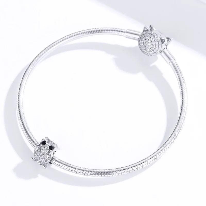 (Bild für) Silberner Eulen-Charm im Pandora-Stil - BSC124 - Ansicht 2