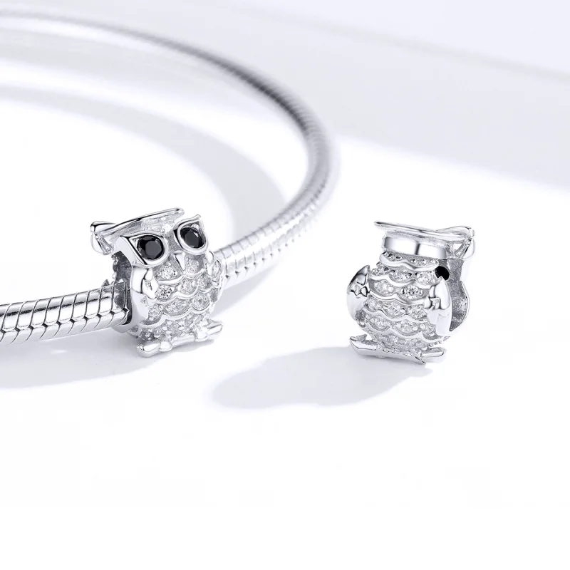 (Bild für) Silberner Eulen-Charm im Pandora-Stil - BSC124 - Ansicht 4