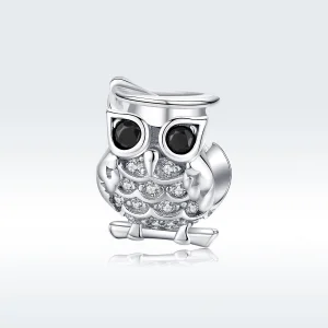 (Bild für) Silberner Eulen-Charm im Pandora-Stil - BSC124