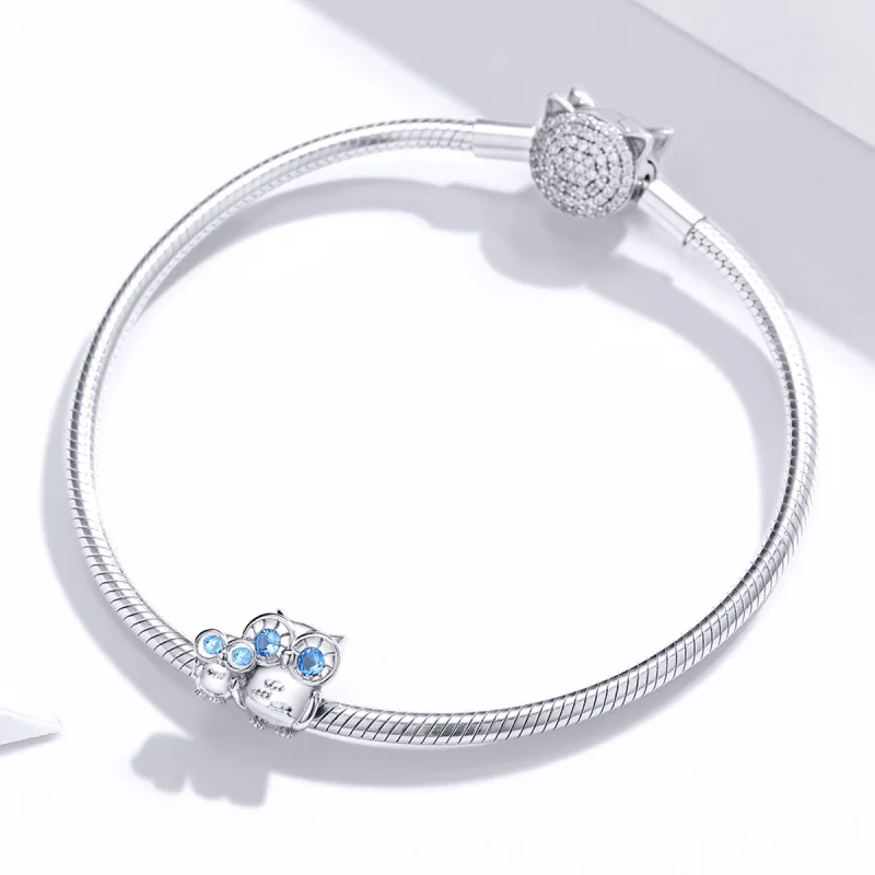 (Bild für) Silberner Eulen-Mutter-Kind-Charm im Pandora-Stil - BSC238 - Ansicht 3