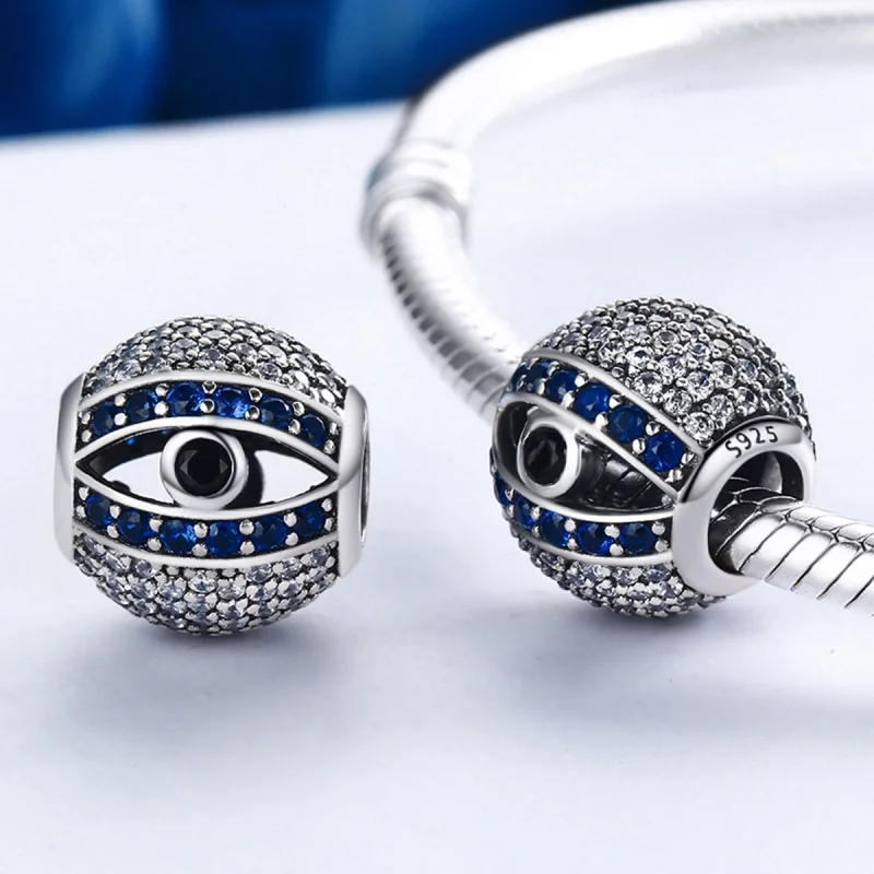 (Bild für) Silberner Evil-Eye-Charm im Pandora-Stil - SCC172 - Ansicht 6