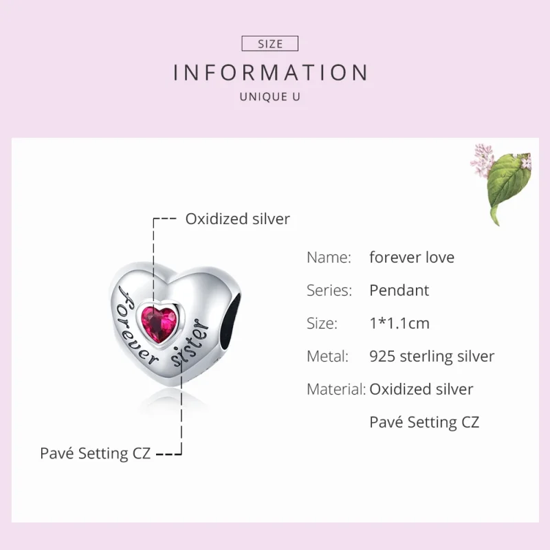 (Bild für) Silberner „Forever Love“-Charm im Pandora-Stil - SCC1835 - Ansicht 7