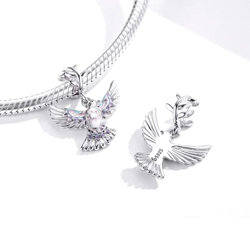 (Bild für) Silberner Friedenstauben-Charm im Pandora-Stil - BSC295 - Ansicht 4