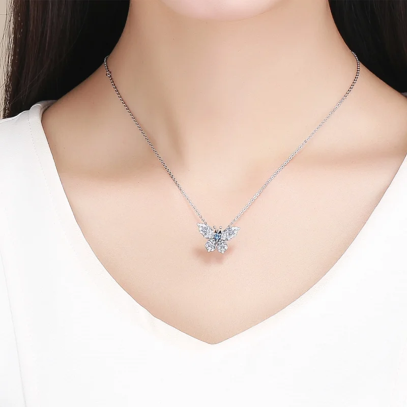 (Bild für) Silberner Glitzer-Schmetterlings-Charm im Pandora-Stil - BSC061 - Ansicht 5