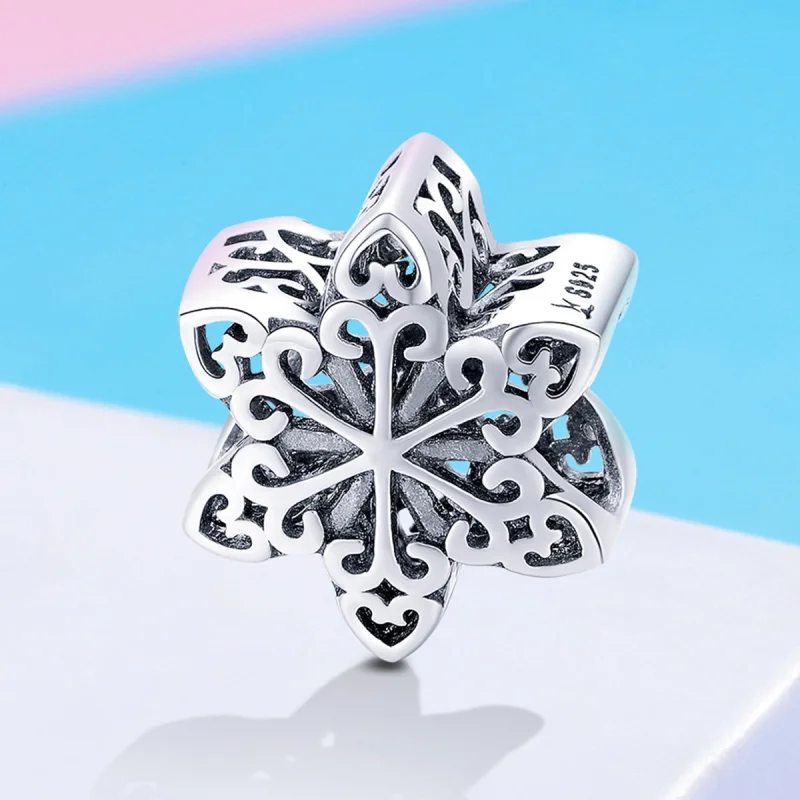 (Bild für) Silberner glitzernder Schneeflocken-Charm im Pandora-Stil - SCC719 - Ansicht 4