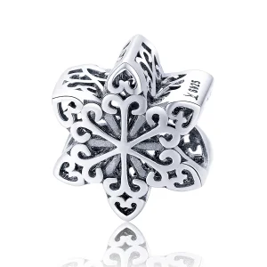 (Bild für) Silberner glitzernder Schneeflocken-Charm im Pandora-Stil - SCC719