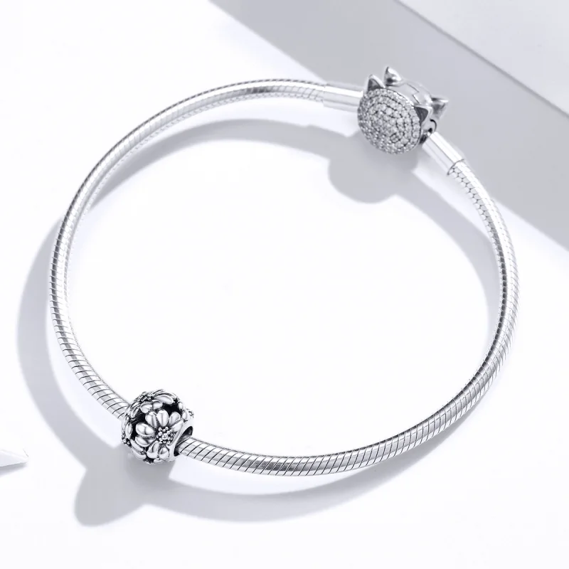 (Bild für) Silberner Gänseblümchen-Charm im Pandora-Stil - SCC1487 - Ansicht 3