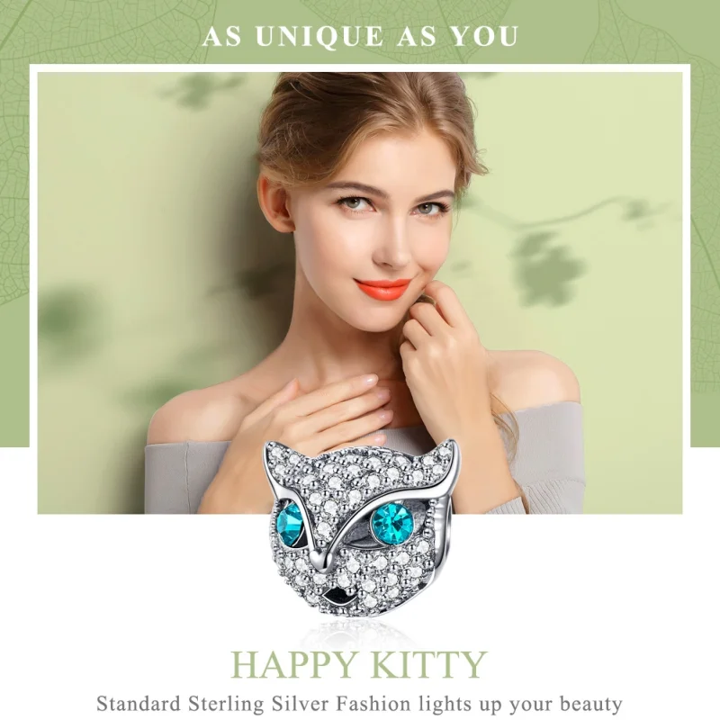(Bild für) Silberner „Happy Kitty“-Charm im Pandora-Stil - SCC1131 - Ansicht 2