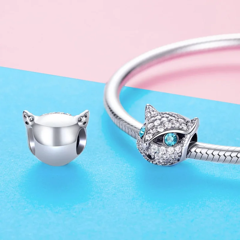 (Bild für) Silberner „Happy Kitty“-Charm im Pandora-Stil - SCC1131 - Ansicht 3