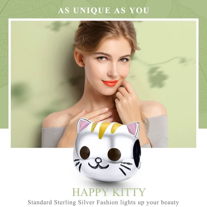 (Bild für) Silberner „Happy Kitty“-Charm im Pandora-Stil - SCC1142 - Ansicht 2