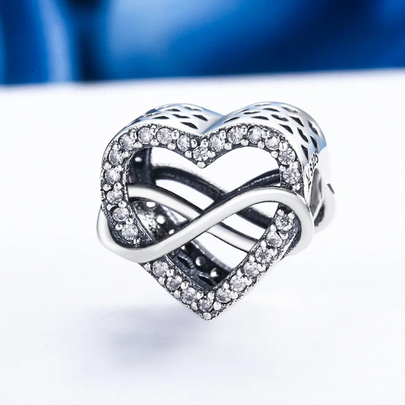 (Bild für) Silberner herzförmiger Charm im Pandora-Stil - SCC432 - Ansicht 4