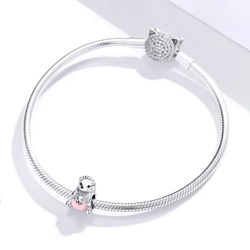 (Bild für) Silberner Igel-Mutter-Kind-Charm im Pandora-Stil - BSC239 - Ansicht 3