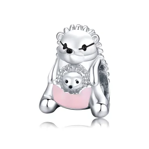(Bild für) Silberner Igel-Mutter-Kind-Charm im Pandora-Stil - BSC239