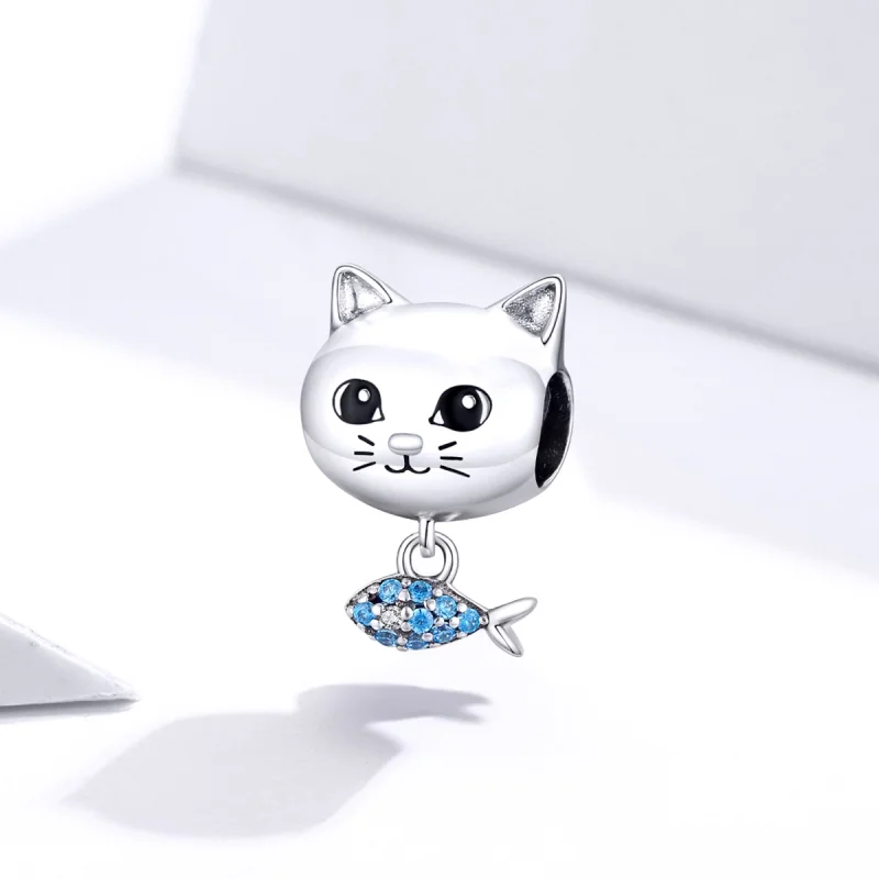 (Bild für) Silberner Kitty-Love-Fisch-Charm im Pandora-Stil - BSC226 - Ansicht 2