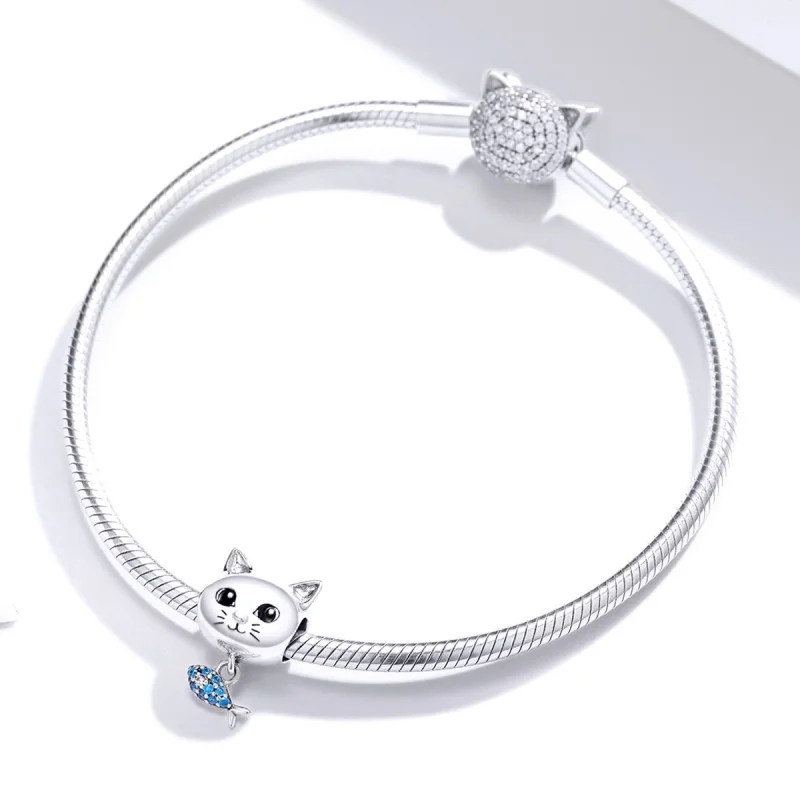 (Bild für) Silberner Kitty-Love-Fisch-Charm im Pandora-Stil - BSC226 - Ansicht 3