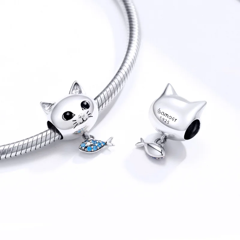 (Bild für) Silberner Kitty-Love-Fisch-Charm im Pandora-Stil - BSC226 - Ansicht 4