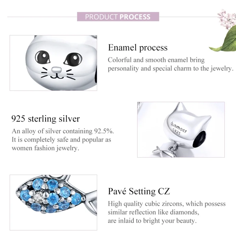 (Bild für) Silberner Kitty-Love-Fisch-Charm im Pandora-Stil - BSC226 - Ansicht 8